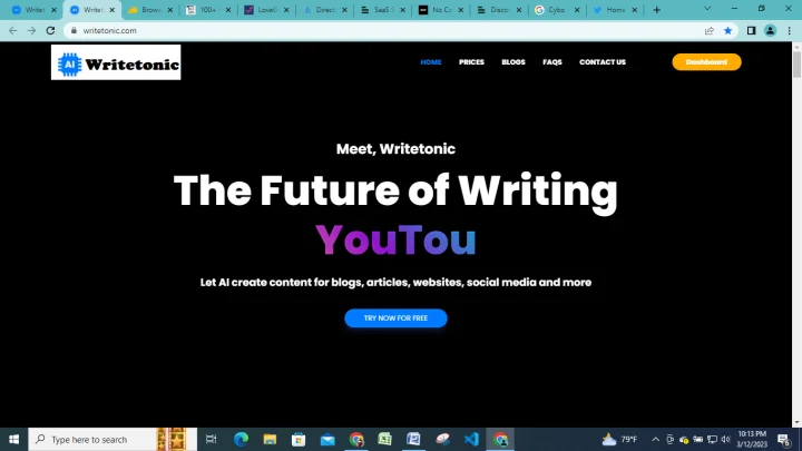 Screenshot of Writetonic website