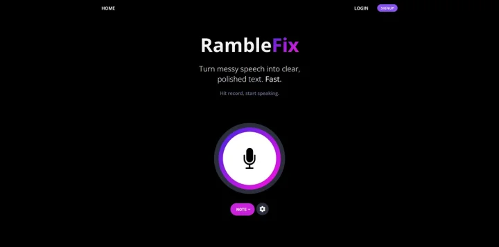 Screenshot of RambleFix website