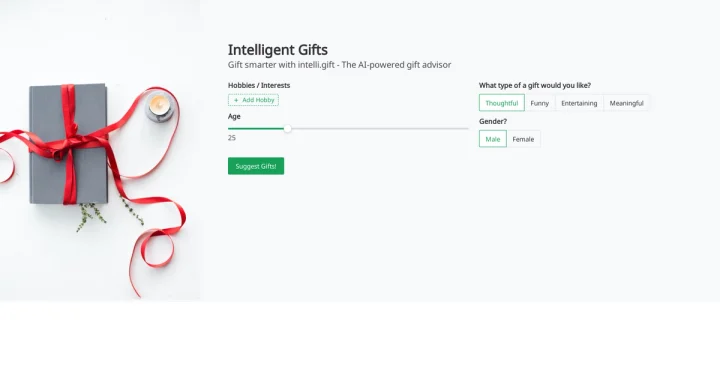 Screenshot of Intelli Gift website