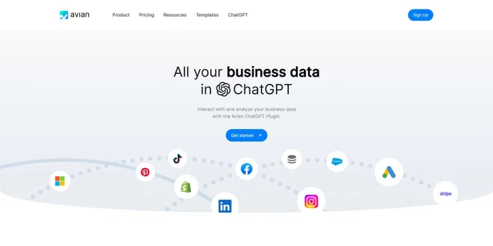 Screenshot of Avian ChatGPT Plugin website