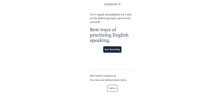 Screenshot of InstaSpeak AI website