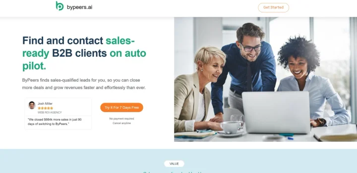 Screenshot of BYPEERS.AI website