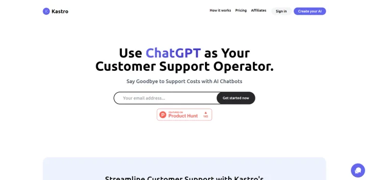 Screenshot of Kastro Chat website