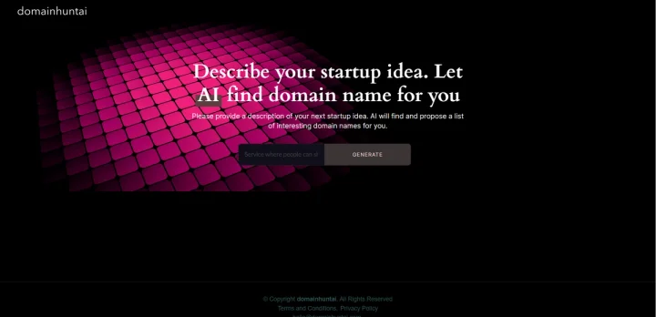 Screenshot of DomainHuntAI website