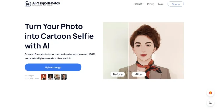 Screenshot of Photo to Cartoon website