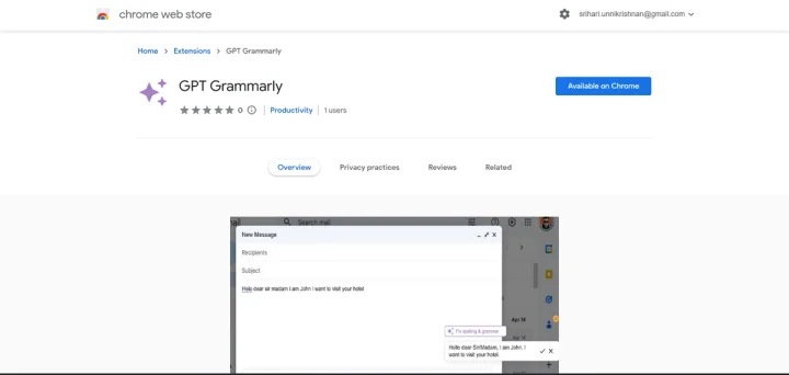Screenshot of GPT Grammarly website