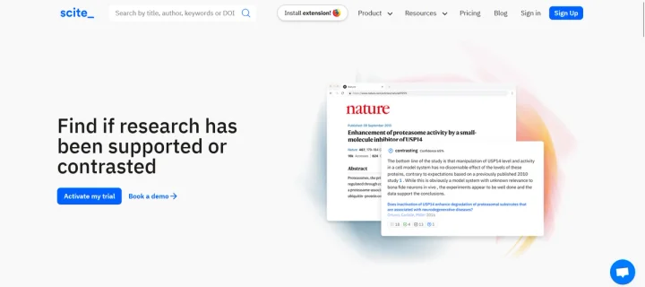 Screenshot of Scite_ website