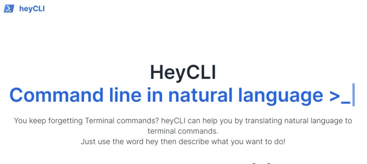 Screenshot of HeyCLI website