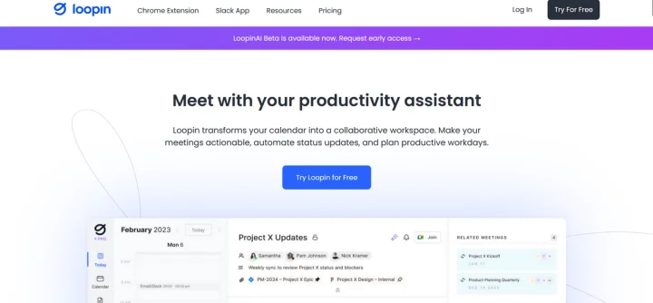 Screenshot of Loopin AI website