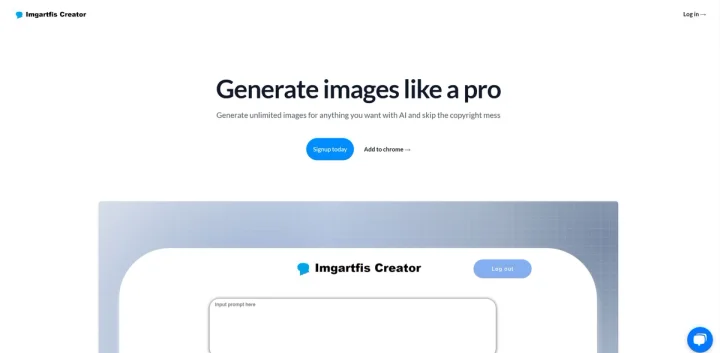 Screenshot of Imgartfis website