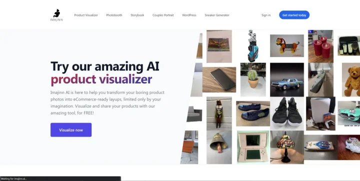 Screenshot of AI Product Visualizer website