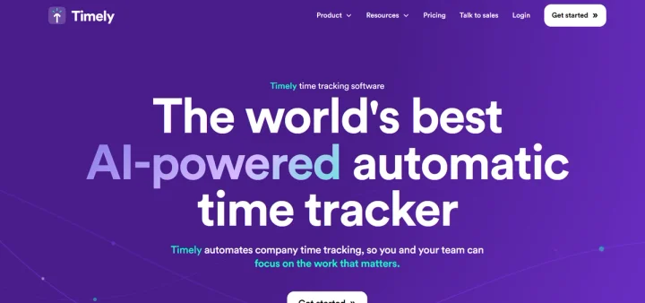 Screenshot of Timely website