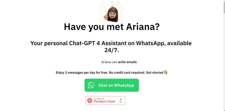 Screenshot of Ariana website