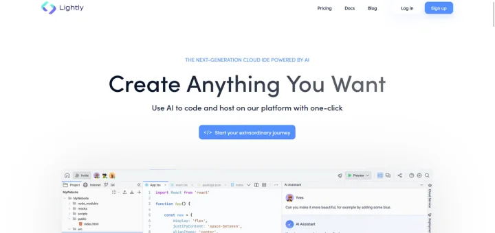 Screenshot of Lightly IDE website