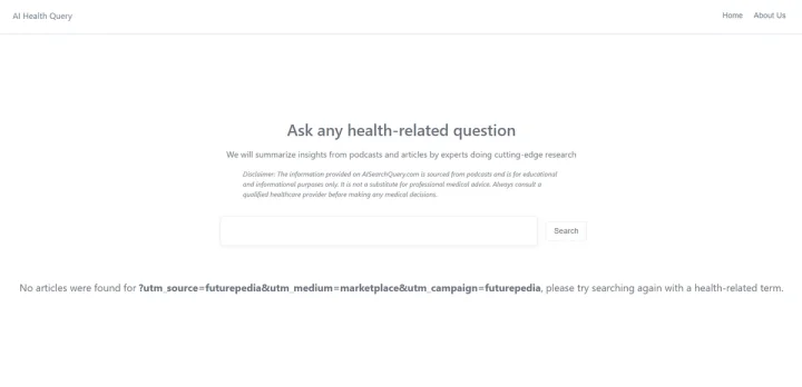 Screenshot of AI Health Query website