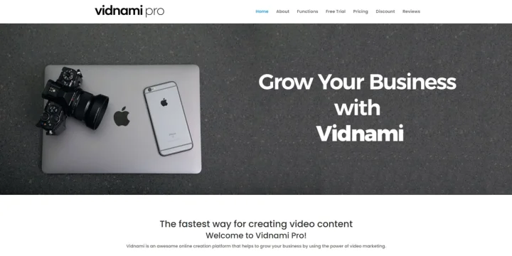 Screenshot of Vidnami Pro website