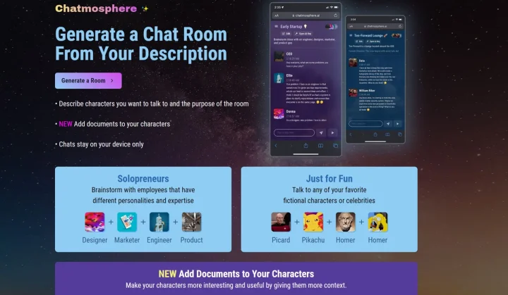 Screenshot of Chatmosphere website