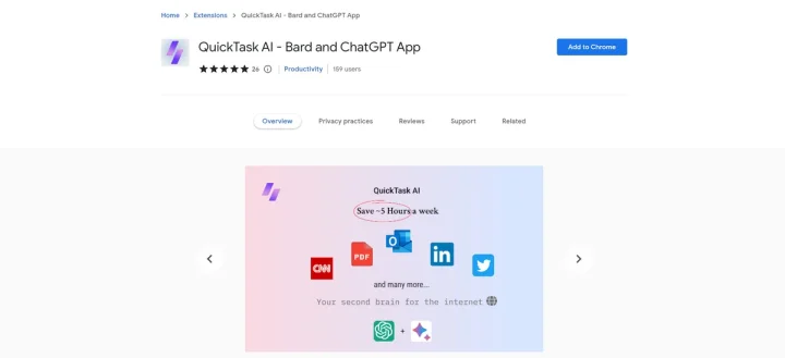 Screenshot of QuickTask AI website