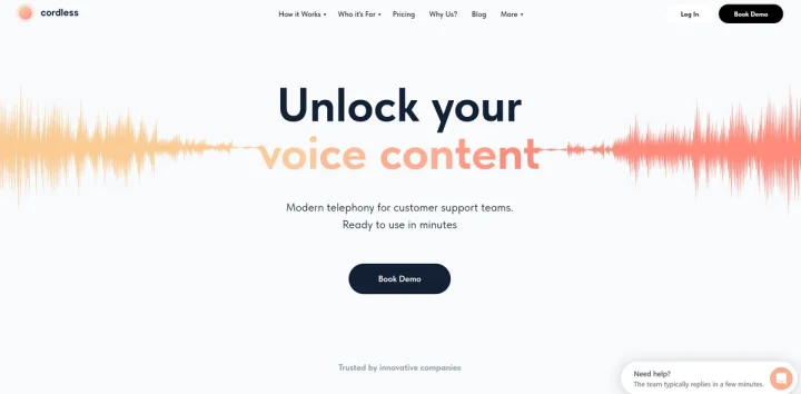 Screenshot of Cordless website