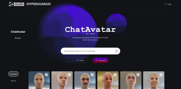Screenshot of ChatAvatar website