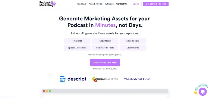 Screenshot of Podcast Marketing AI website