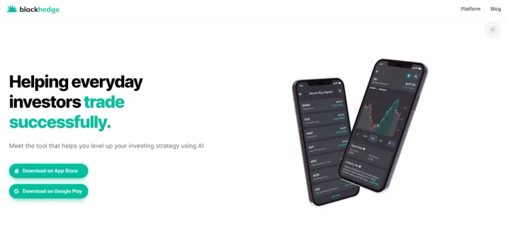 Screenshot of BlackHedge website