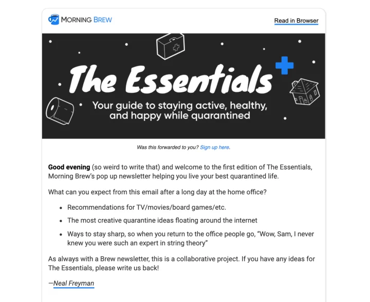 Screenshot of Morning Brew website