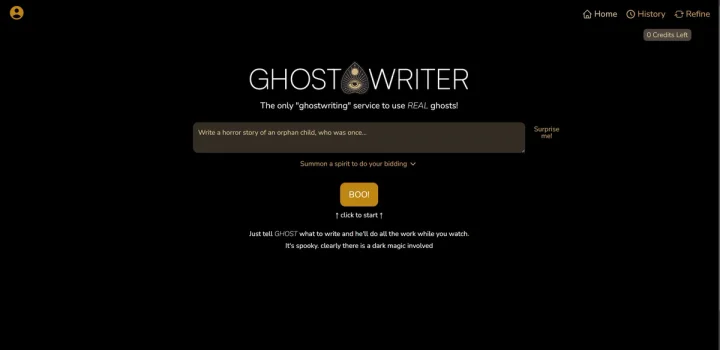 Screenshot of GhostWriter website
