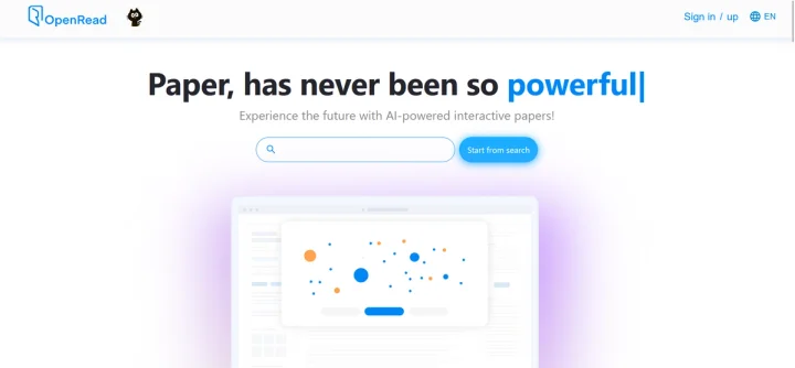 Screenshot of OpenRead website