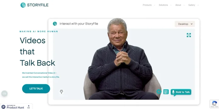 Screenshot of StoryFile website