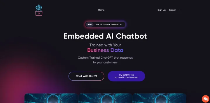 Screenshot of BotB9 website
