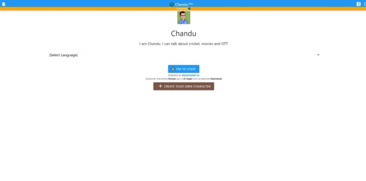 Screenshot of Chandu website