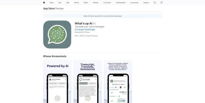 Screenshot of What's up AI website