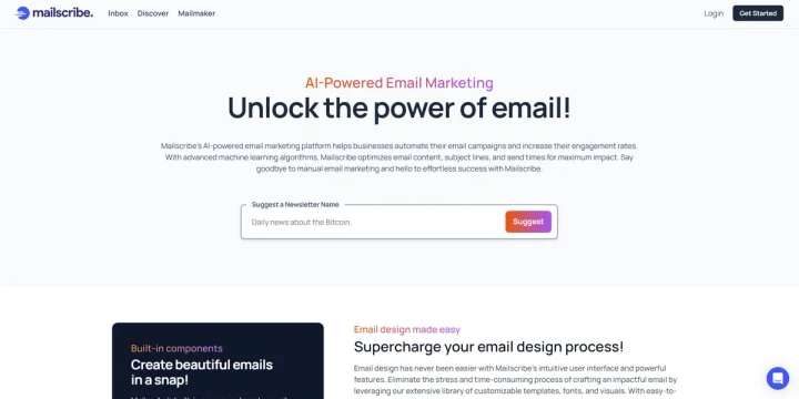 Screenshot of Mailscribe website