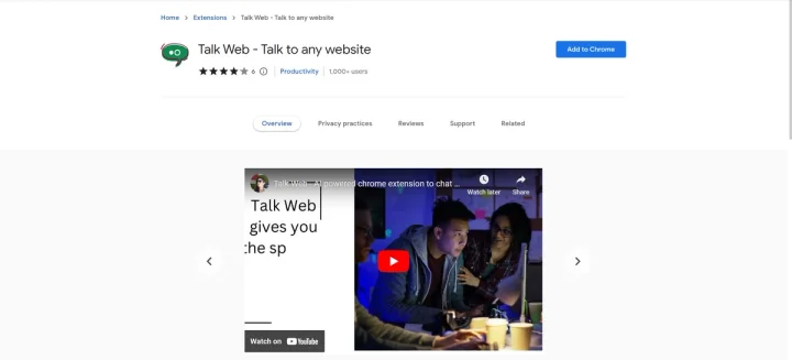 Screenshot of Talk Web website