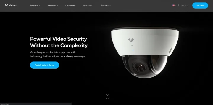 Screenshot of Verkada website