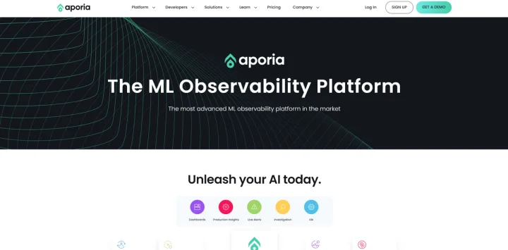 Screenshot of Aporia website