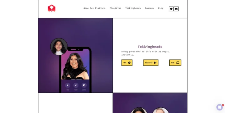 Screenshot of TokkingHeads website