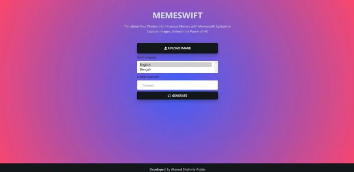 Screenshot of MemeSwift website