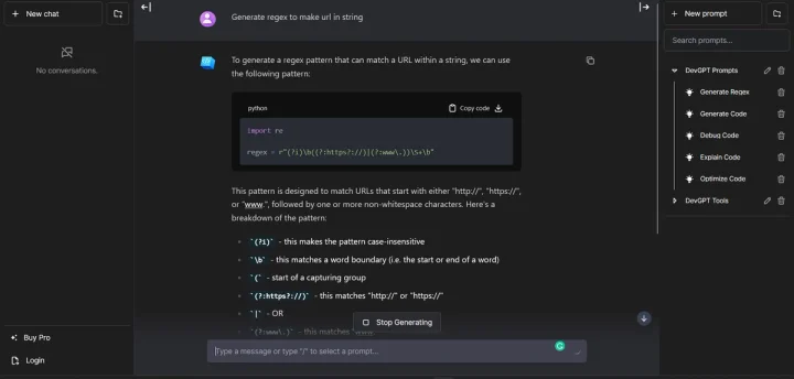 Screenshot of DevGPT website