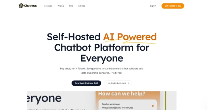 Screenshot of Chatness website