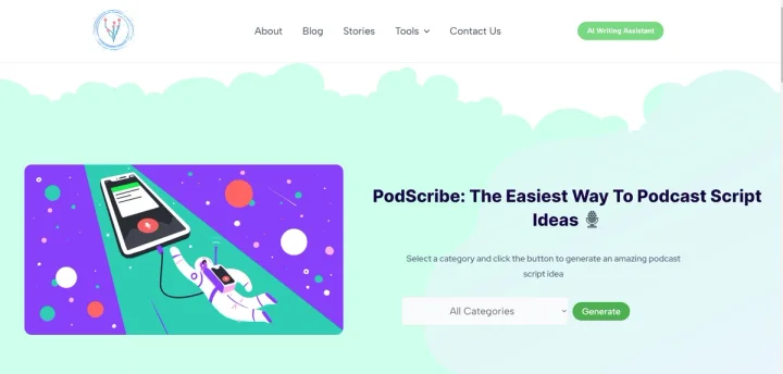Screenshot of PodScribe website