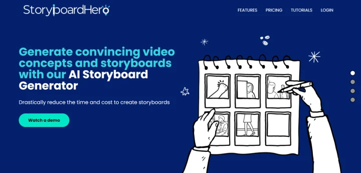 Screenshot of Storyboard Hero website