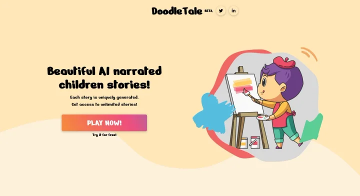 Screenshot of Doodle Tale website