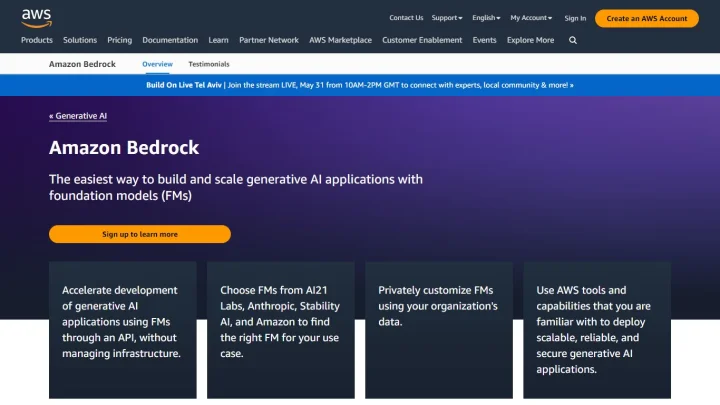 Screenshot of Amazon Bedrock website