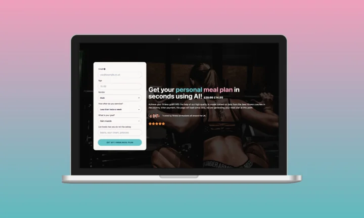 Screenshot of AI Meal Planner website