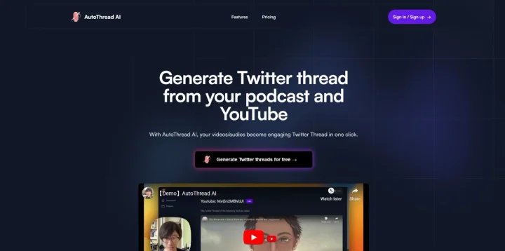 Screenshot of AutoThread AI website