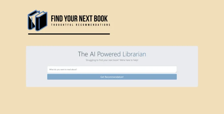 Screenshot of Find Your Next Book website