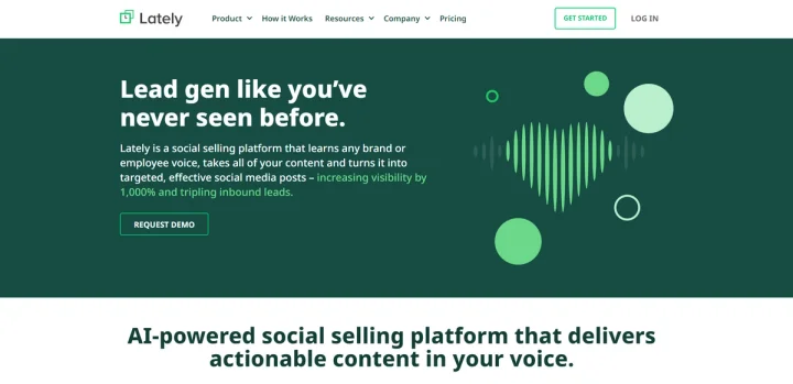 Screenshot of Lately website