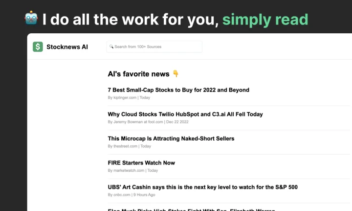 Screenshot of Stocknews AI website
